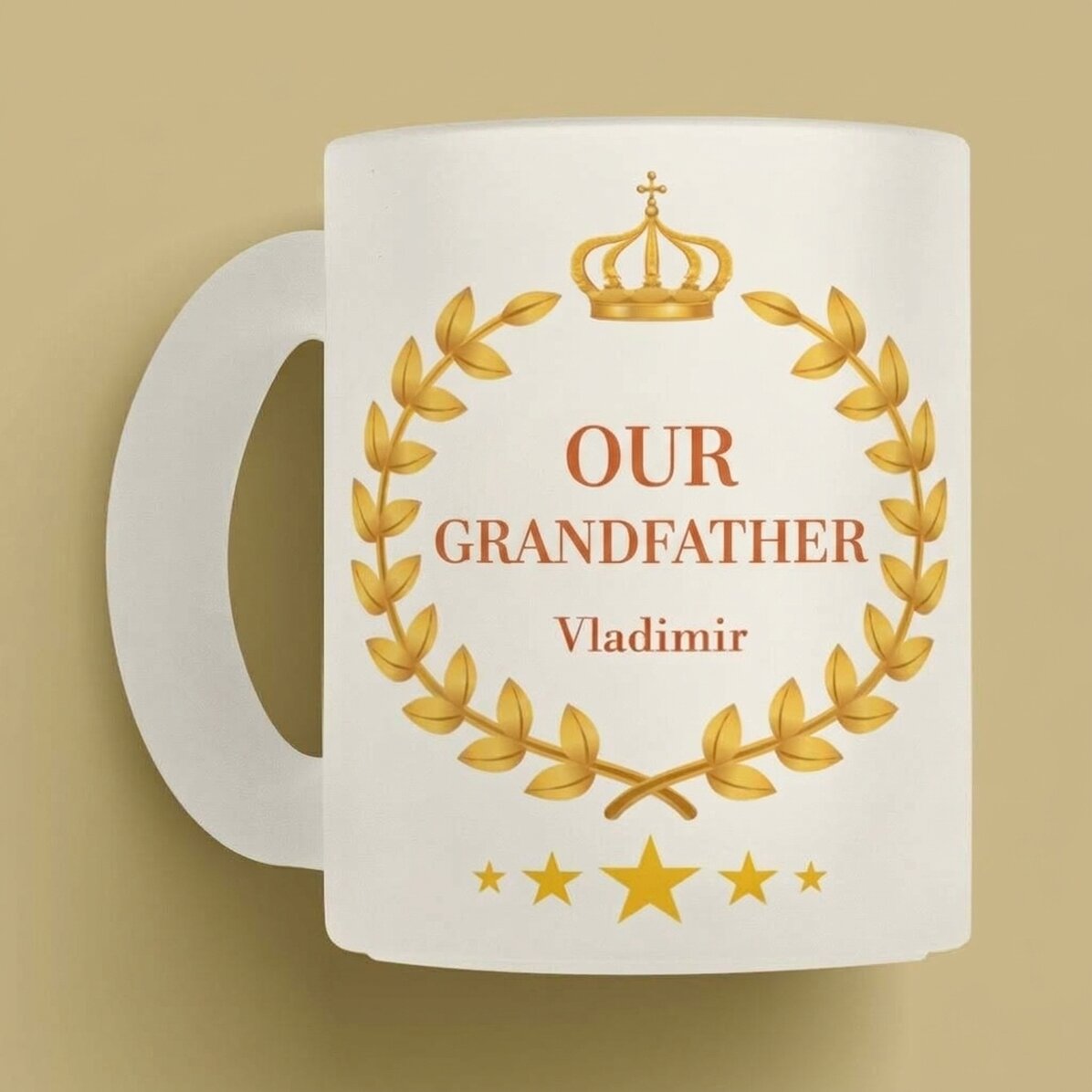 Gepersonaliseerde matte glazen mok met tekst - Onze grootvader