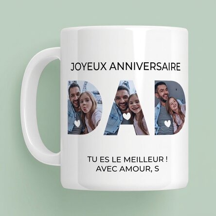 Tasse personnalisée avec photos et message - Dad