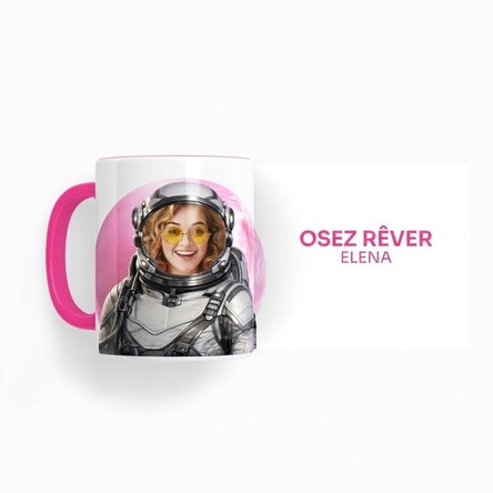 Tasse personnalisée avec photo et texte - Dare to Dream - Choisis ta planète