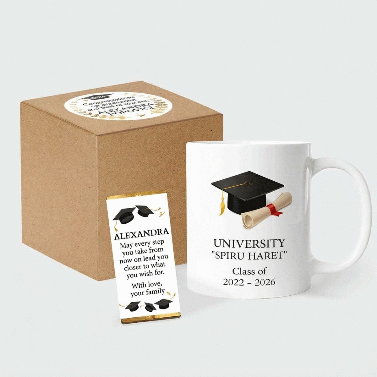 Gepersonaliseerde cadeauset voor afgestudeerden