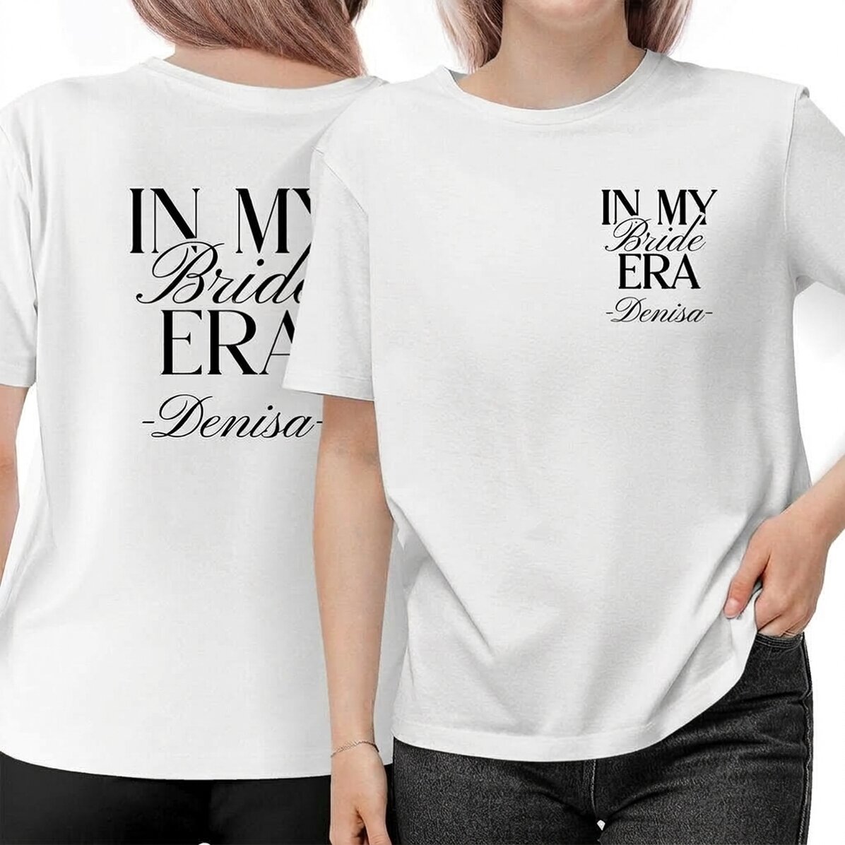 T-shirt van katoen, aan beide kanten bedrukt met naam - Bride Era