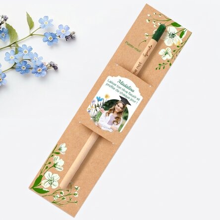 Crayon plantable personnalisé avec photo et message - Remise des diplômes