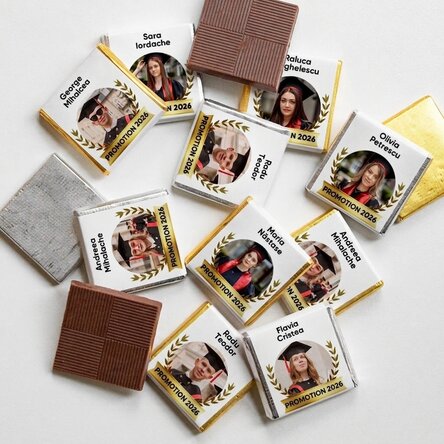 Lot de 10 mini-chocolats personnalisés avec un texte et une photo pour les diplômés