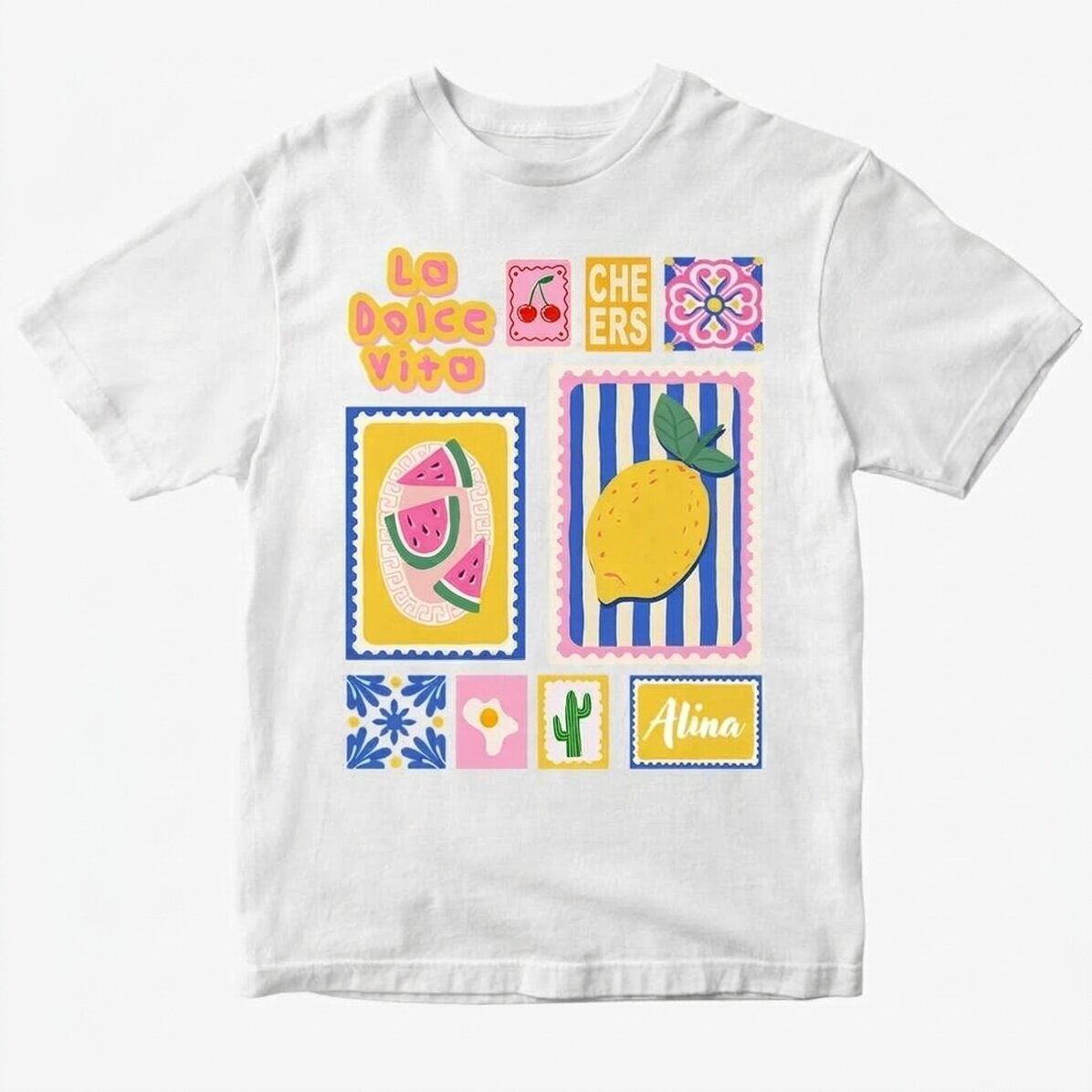 Katoenen T-shirt met naam erop - Summer