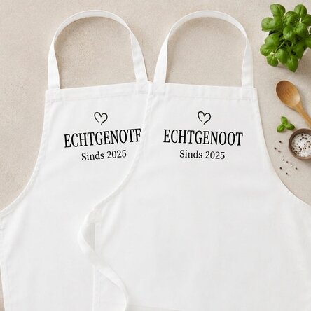 Gepersonaliseerde schorten voor koppels met een boodschap