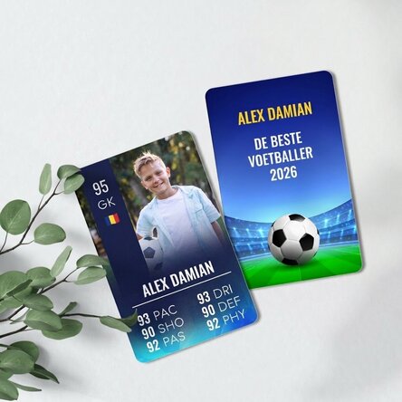 Gepersonaliseerde aluminiumkaart, voor- en achterzijde, met tekst en foto - FIFA