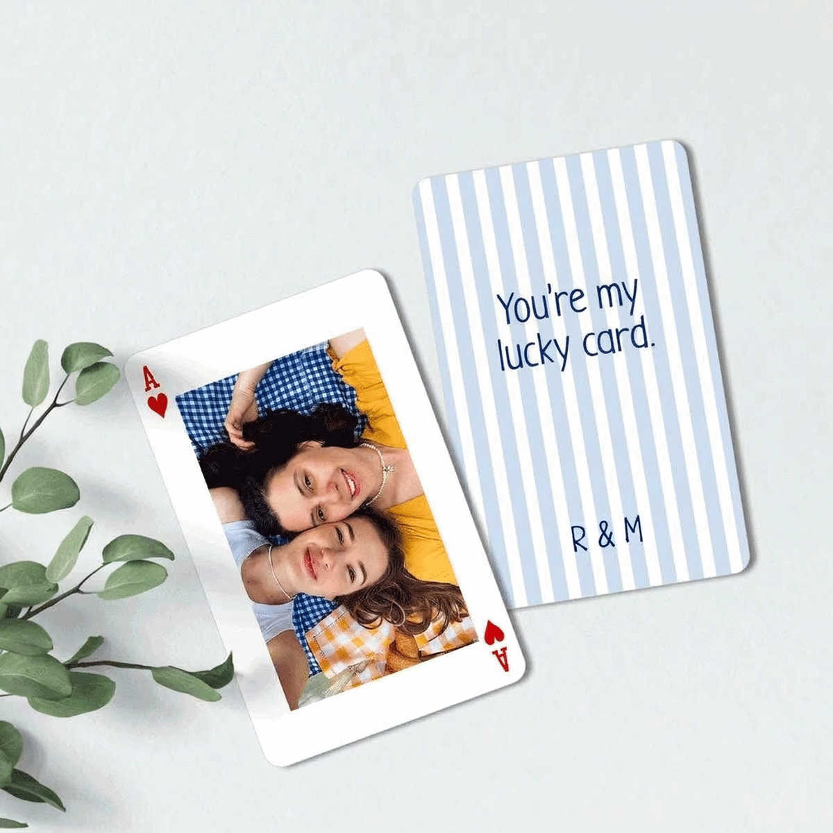 Carte en aluminium personnalisée recto-verso avec photo et message - Carte à jouer