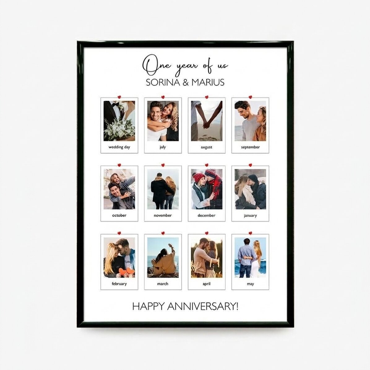 Tableau personnalisé avec 12 photos et un message - Nos souvenirs