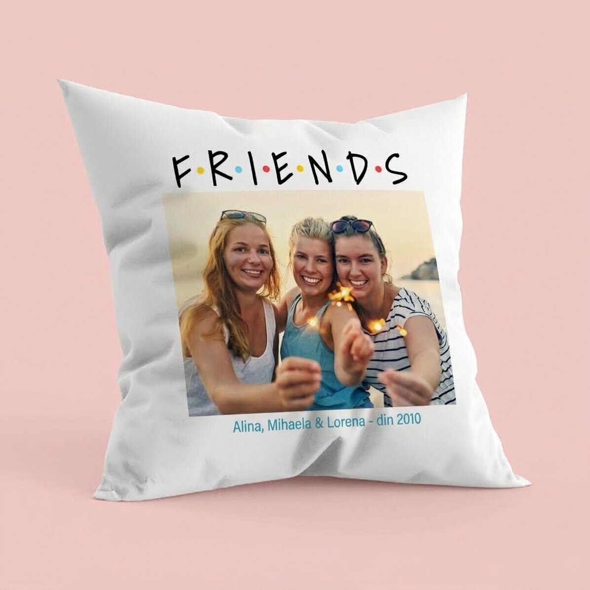Coussin personnalisé avec une photo et un message - FRIENDS