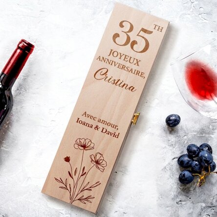 Coffret de vin personnalisé avec un message pour elle