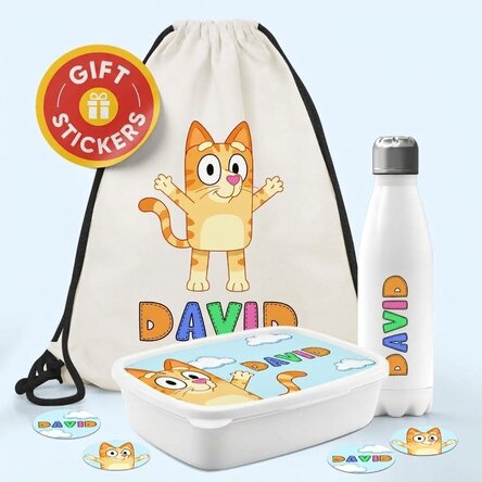 Gepersonaliseerde set voor de kleuterschool of basisschool – Tekenfilmfiguren