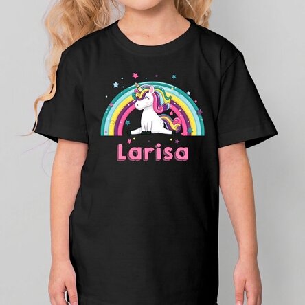 T-shirt en coton pour enfants personnalisé avec un prénom - Licorne