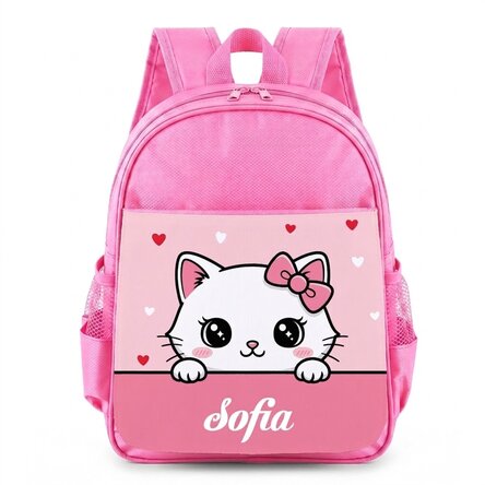 Gepersonaliseerde schooltas met naam - Katje