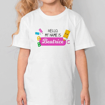 Katoenen T-shirt voor kinderen, gepersonaliseerd met naam - My name is