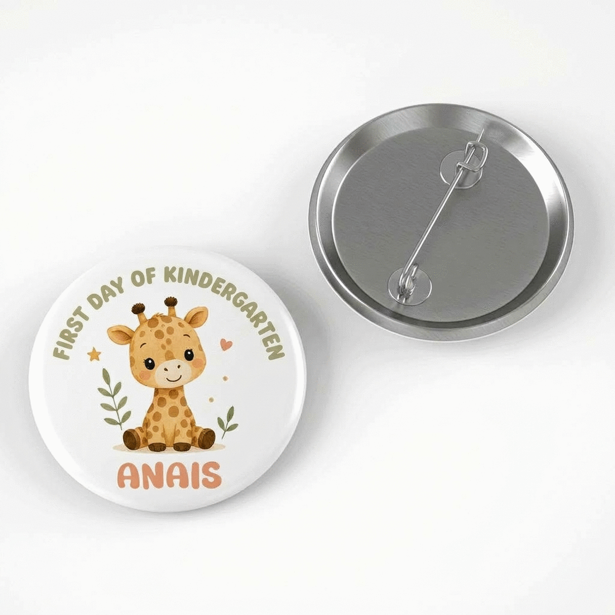 Gepersonaliseerde button met tekst voor de kleuterschool - Beestjes