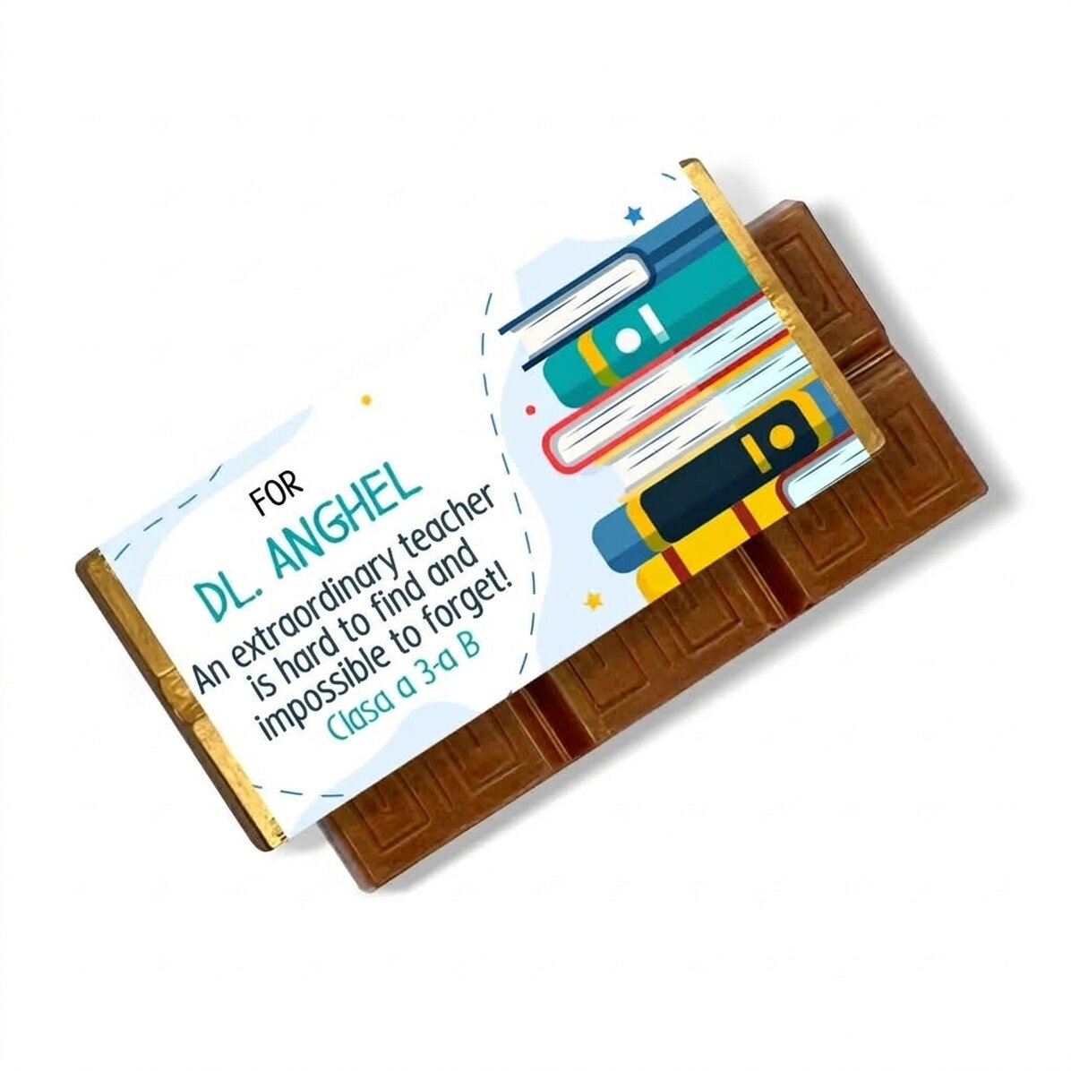 Gepersonaliseerde mini-chocoladereep met tekst voor leraren
