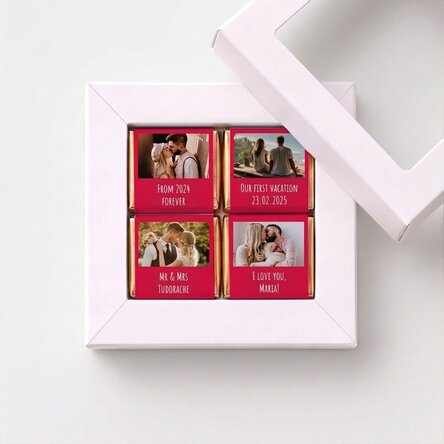 Geschenkdoos met 4 mini-chocoladehapjes, gepersonaliseerd met foto