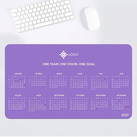 Tapis de souris XXL personnalisé avec calendrier, message et logo