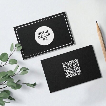 Cartes de visite en papier personnalisées recto-verso avec code QR et votre graphisme