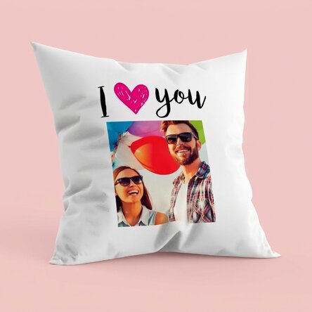 Gepersonaliseerd kussen met een foto - I love you