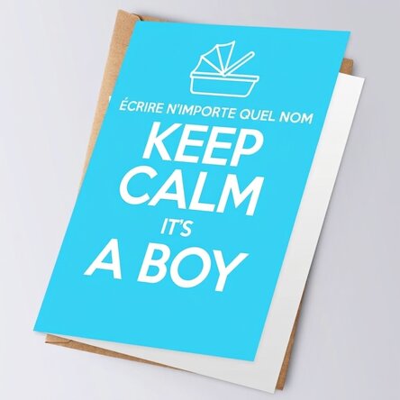 Carte de vœux personnalisée - KEEP CALM IT'S A BOY