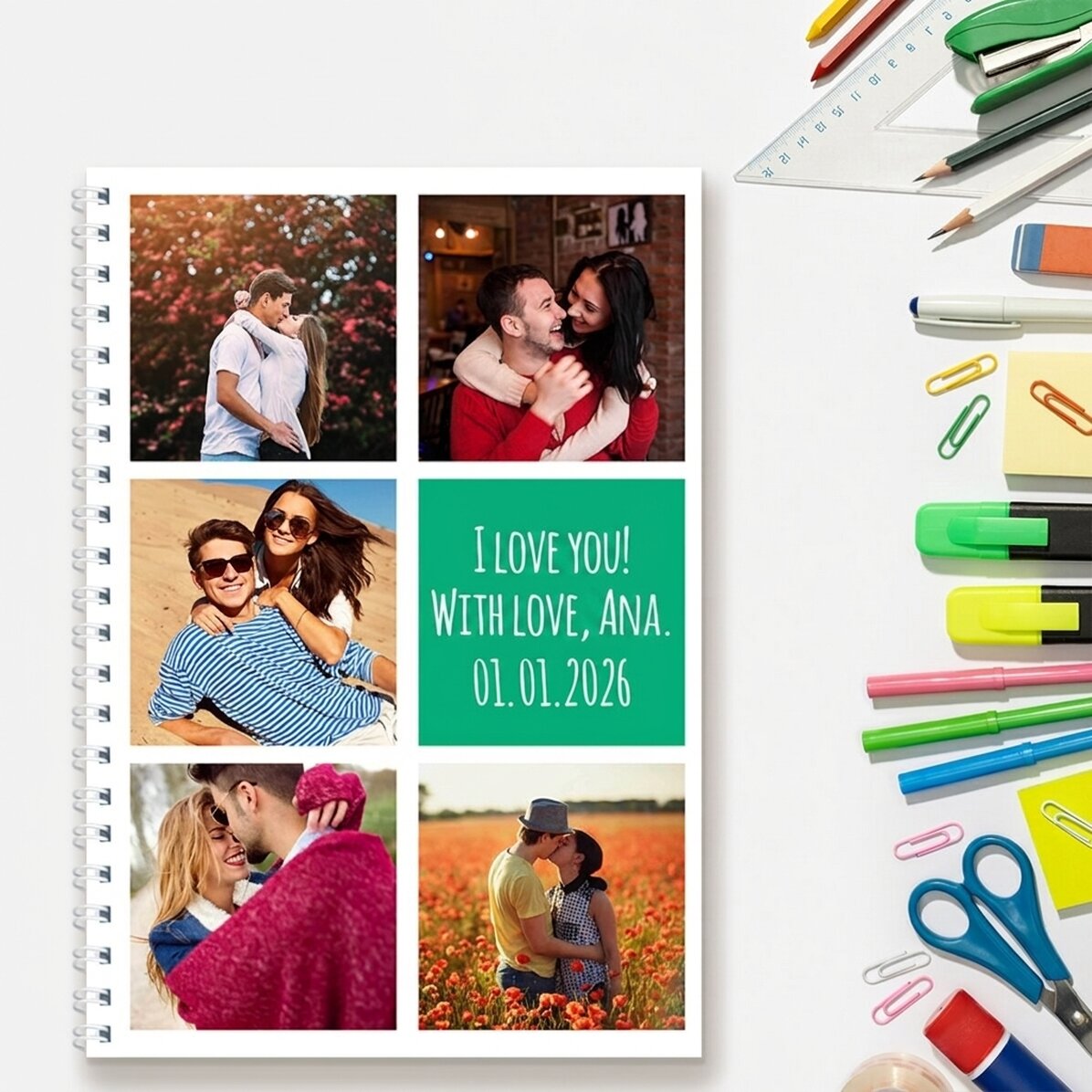 Carnet personnalisé avec 5 photos et un texte