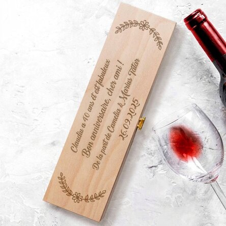 Caisse de vin personnalisée avec un message