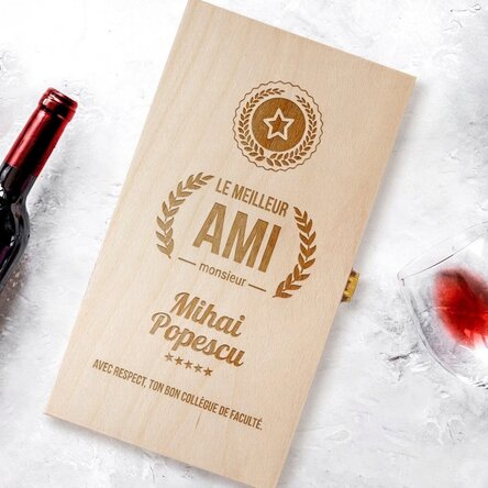 Coffret à vin personnalisé pour deux bouteilles - Le plus