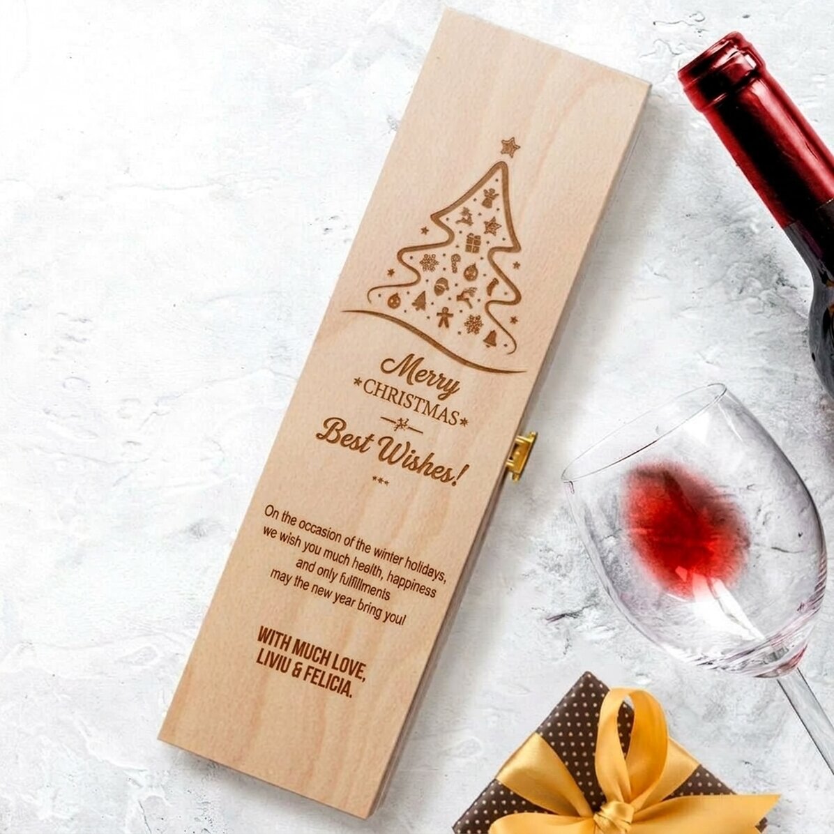 Caisse de vin personnalisée - Joyeux Noël et bonne année !