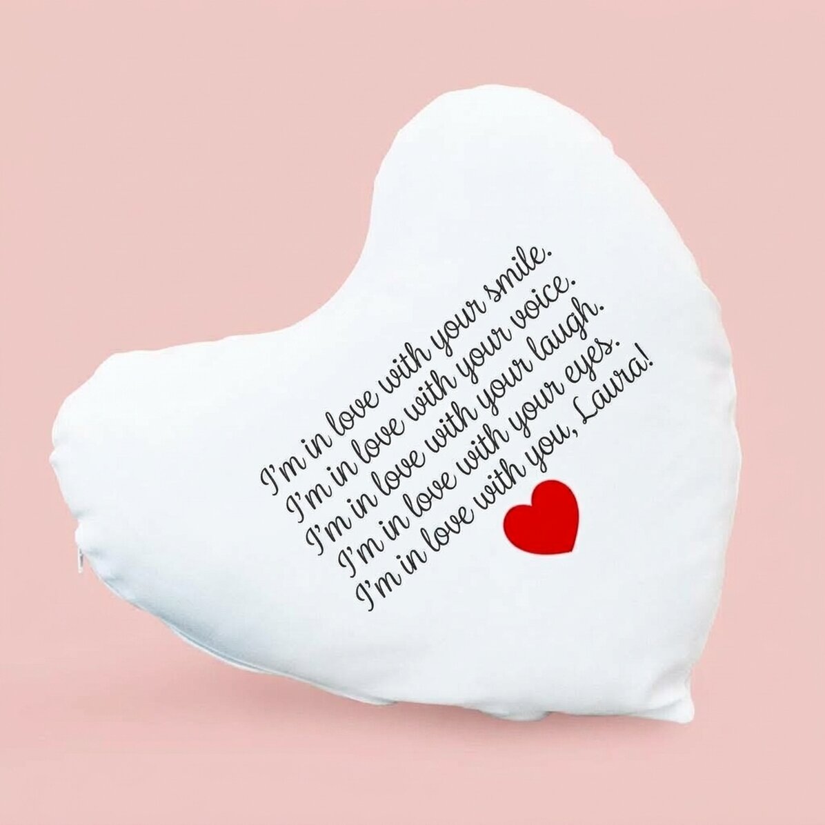 Coussin personnalisé en forme de cœur - « I