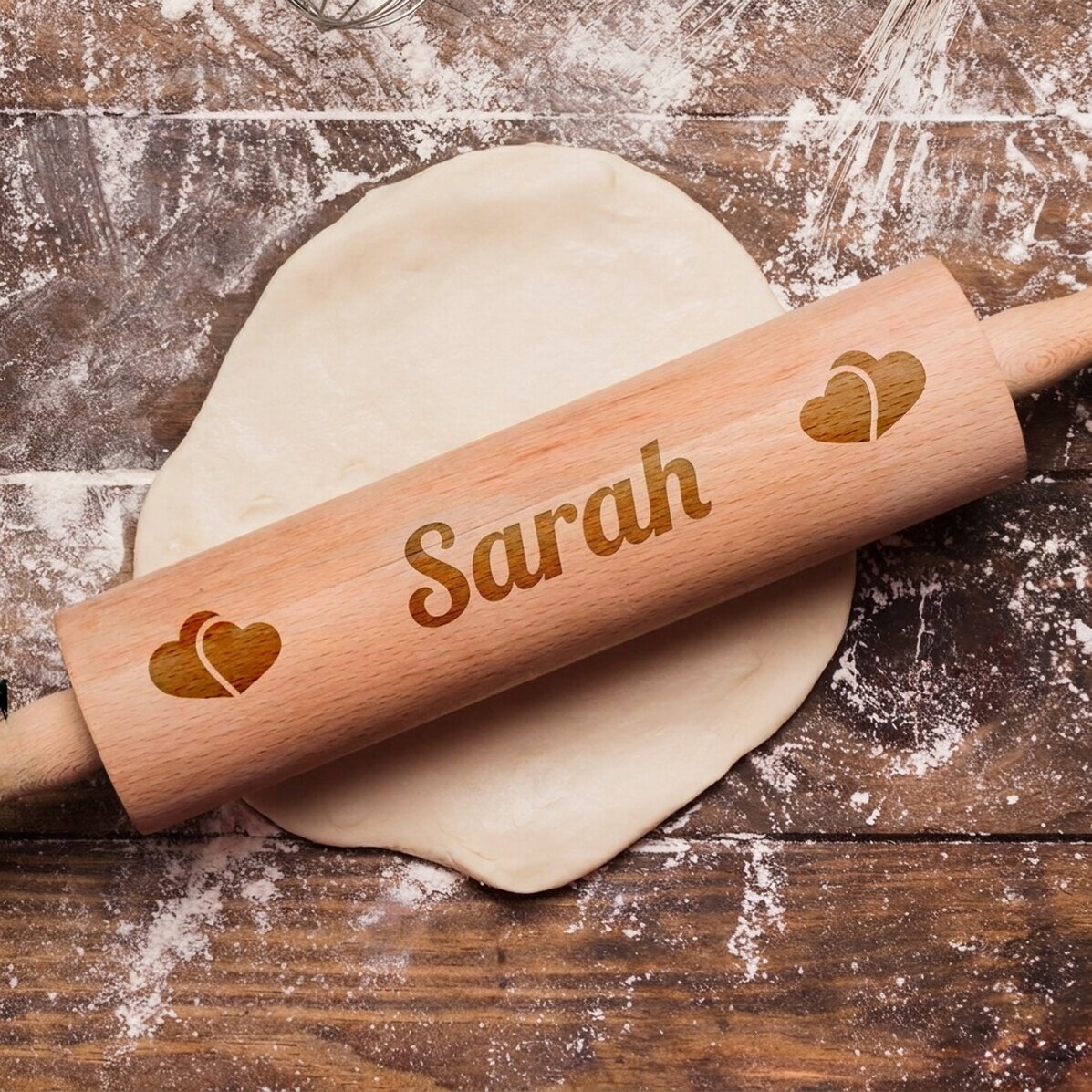 Houten draaiboutje, gepersonaliseerd met de liefdesnaam