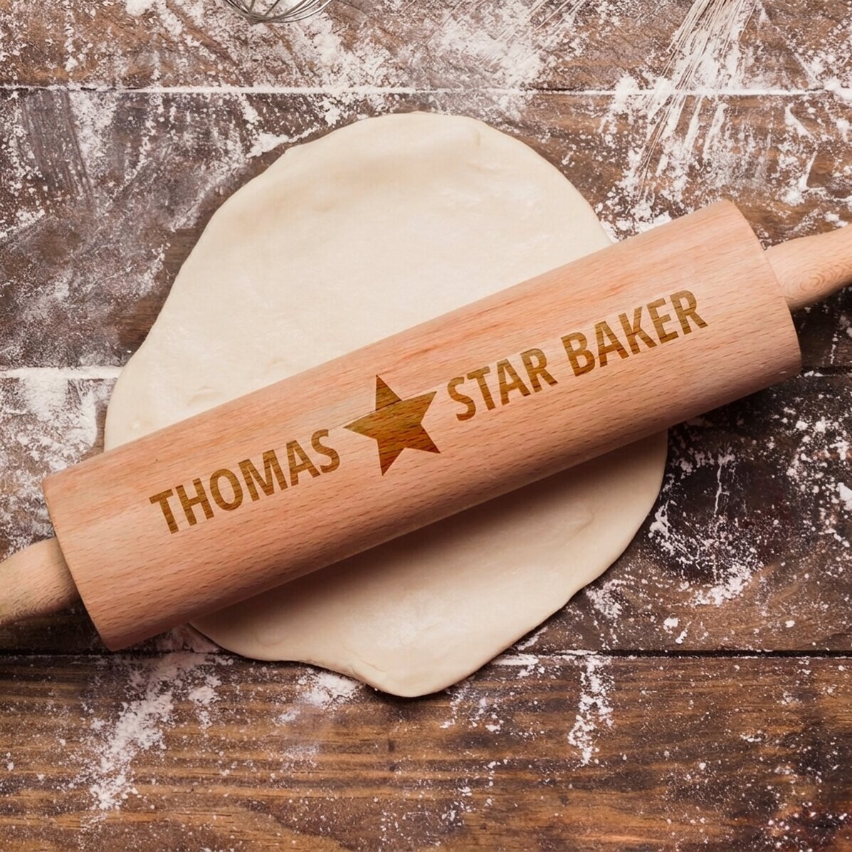 Op maat gemaakte houten deegroller - Star Baker