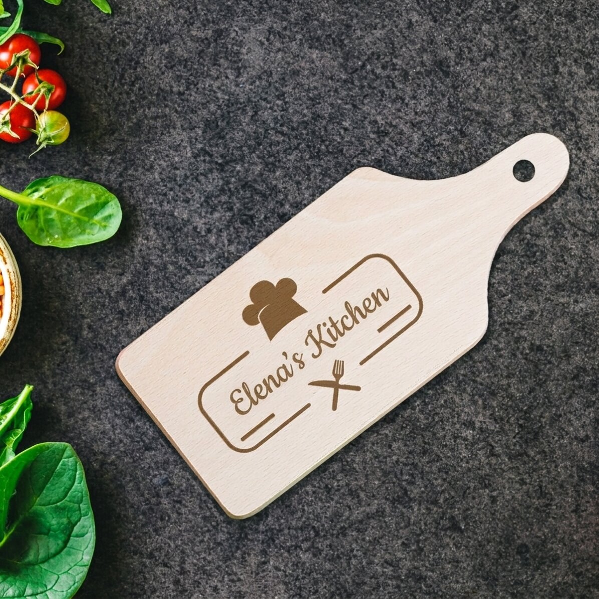 Gepersonaliseerde mini-snijplank – Logo voor koks