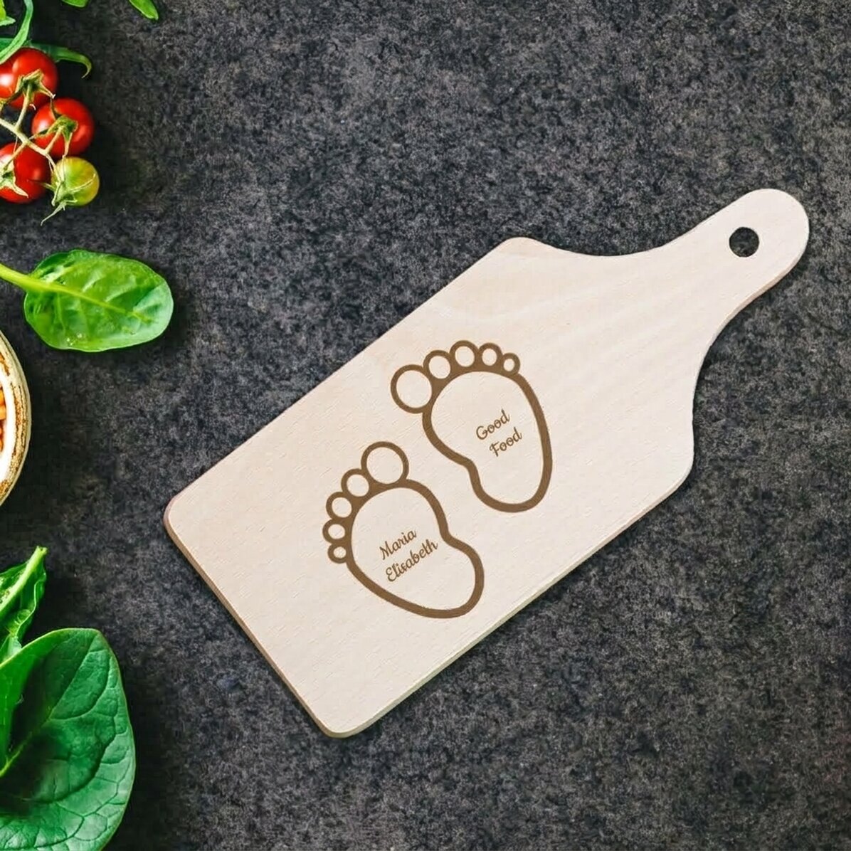Mini-planche à découper personnalisée - Empreinte de bébé