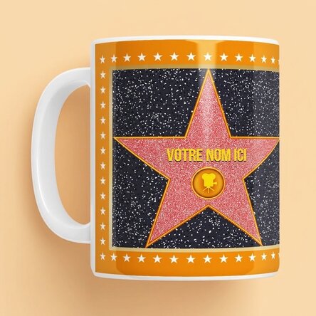 Tasse personnalisée avec une photo - L'Étoile de la Reconnaissance, fond orange