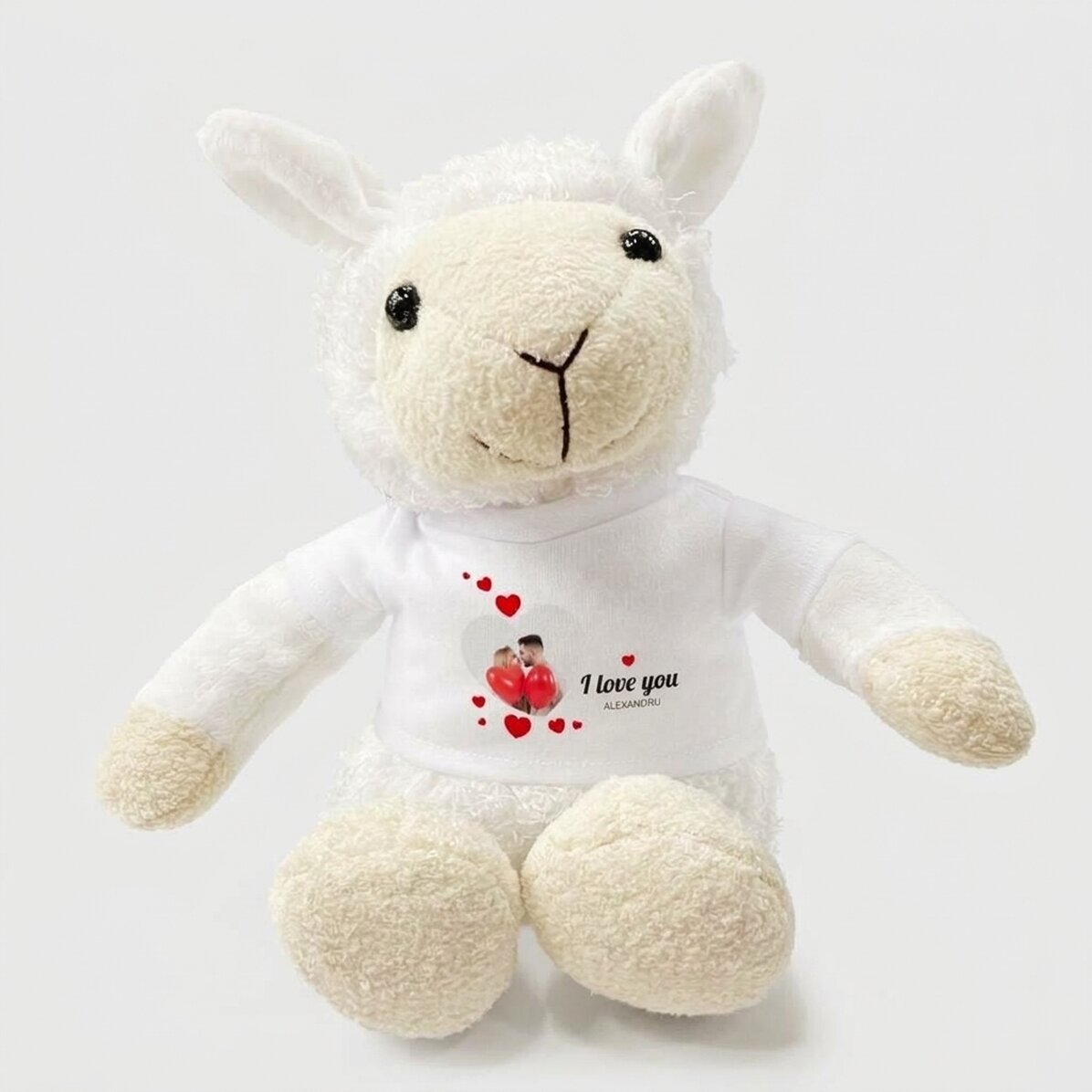Mouton personnalisé avec une photo et un message d