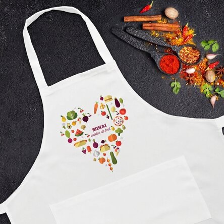 Tablier personnalisé avec texte - modèle « heart food »