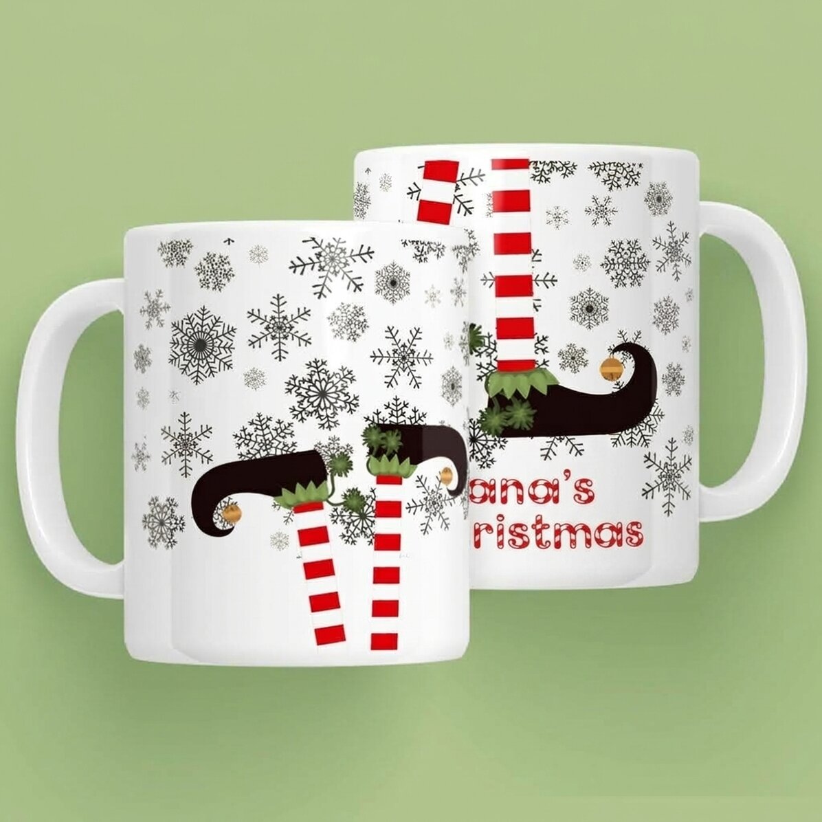 Gepersonaliseerde Elf-mok met tekst – kerstmodel