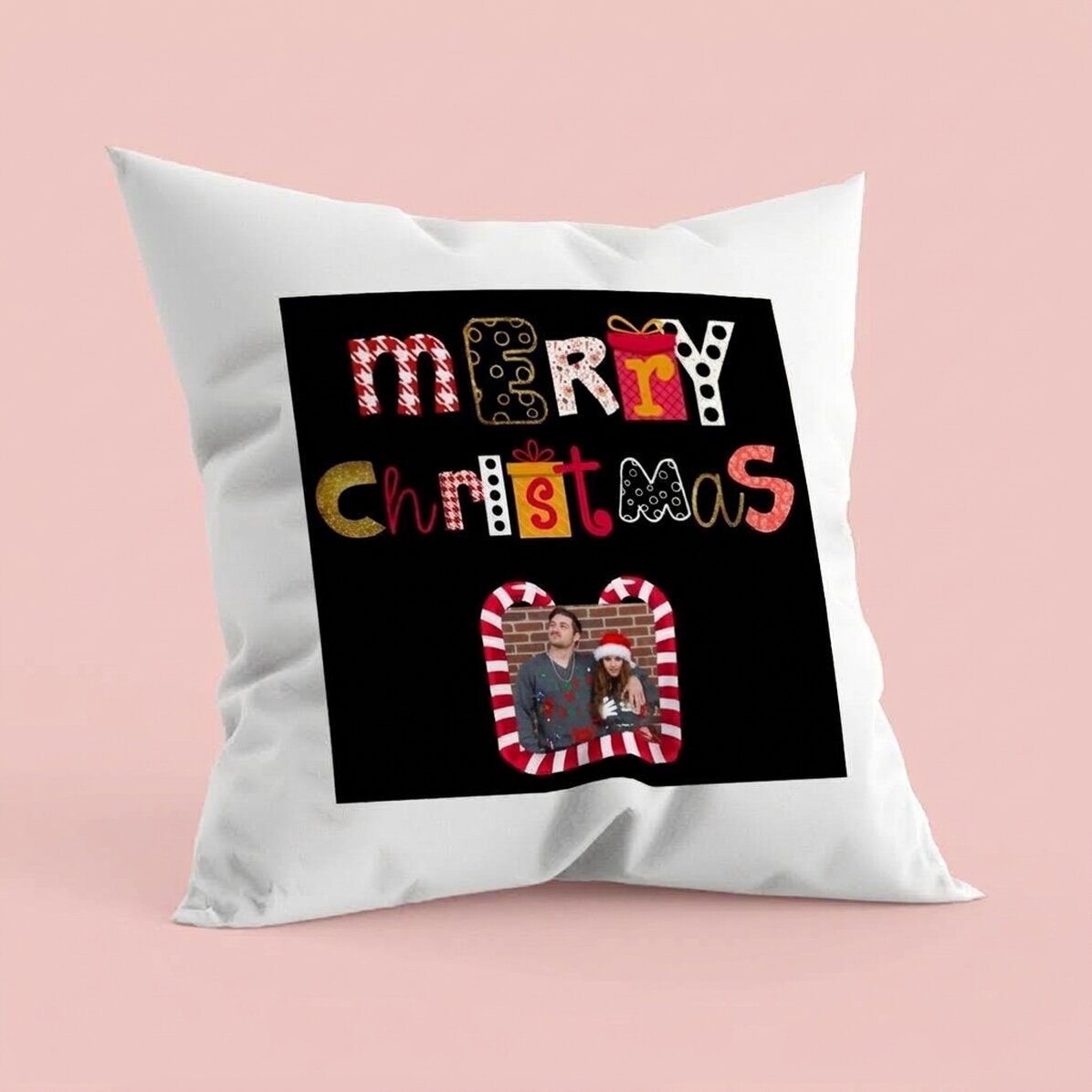 Coussin personnalisé avec photo - Joyeux Noël