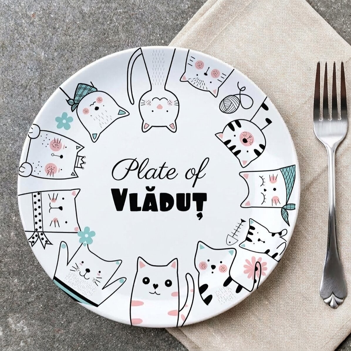 Assiette personnalisée avec texte - Dessins animés