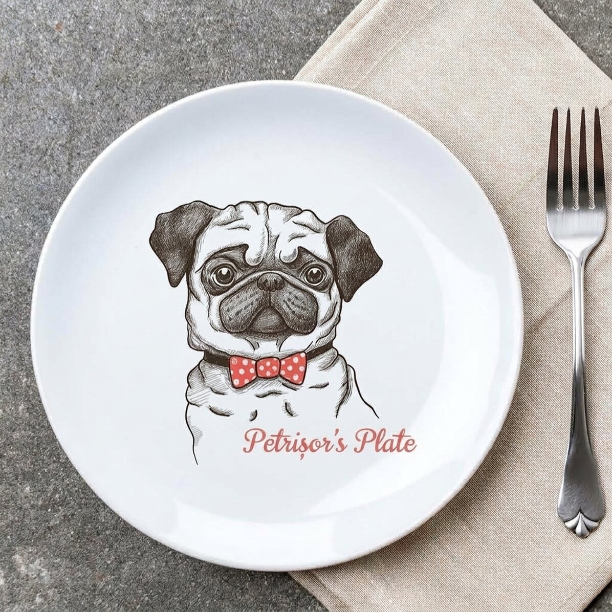 Gepersonaliseerd bord met tekst - Pug life