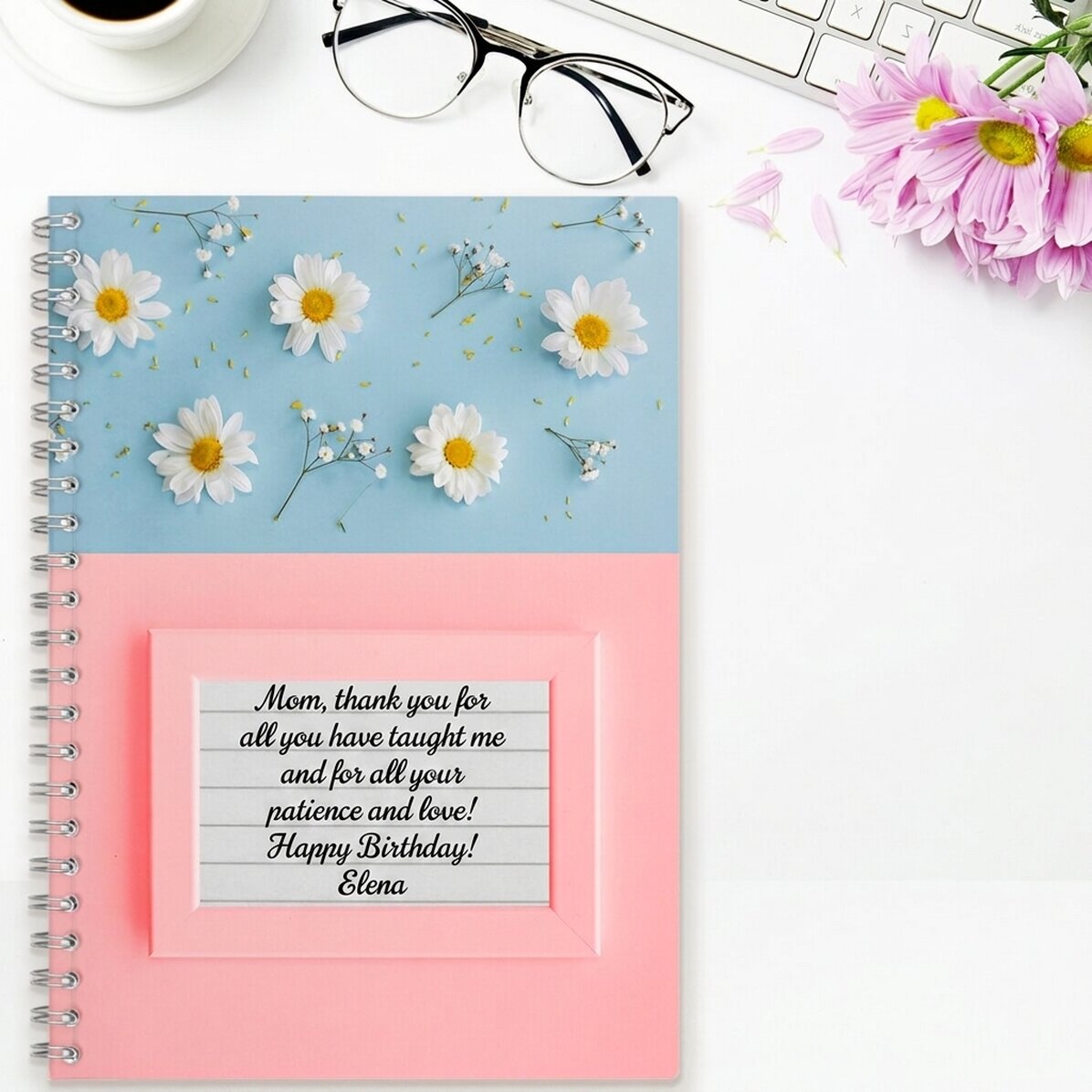 Carnet personnalisé avec texte - Daisies