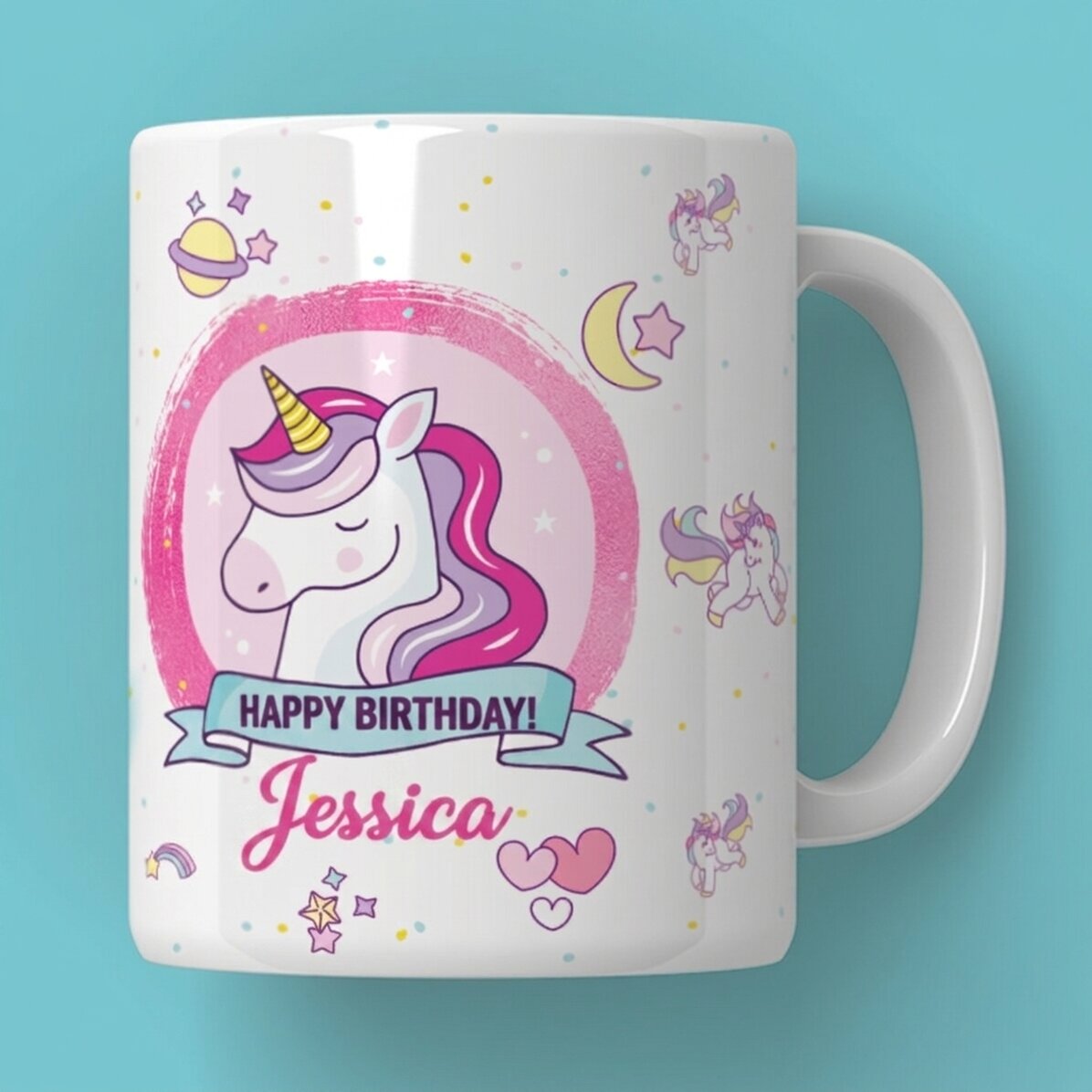 Tasse personnalisée avec texte - Licornes