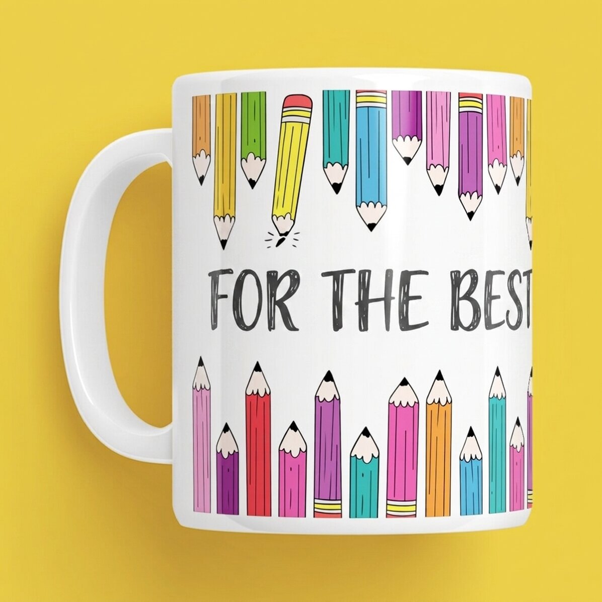 Tasse personnalisée avec texte - Crayons de couleur