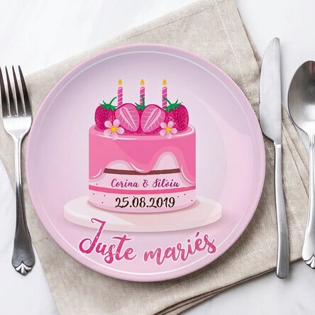 Assiette personnalisée avec inscription - « Just married »