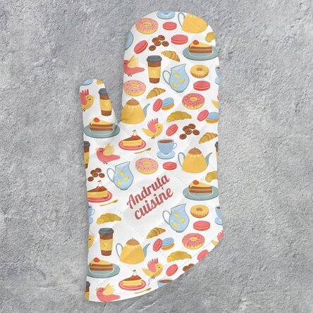 Gant de cuisine personnalisé avec inscription - Modèle « cookies »