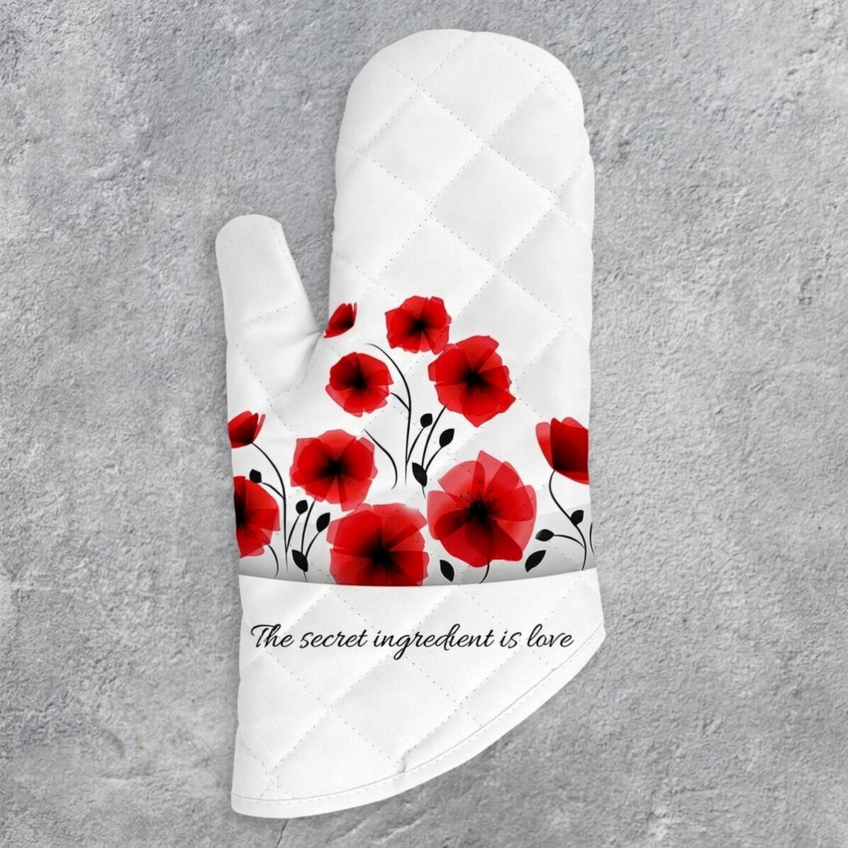 Gepersonaliseerde keukenhandschoen met tekst - Love mom