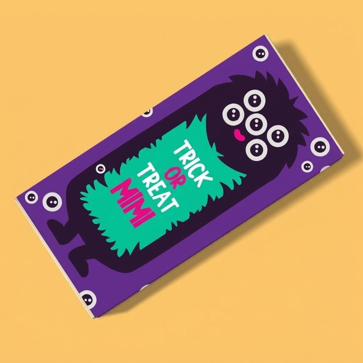 Chocolade met gepersonaliseerde tekst voor Halloween - Monster-ontwerp