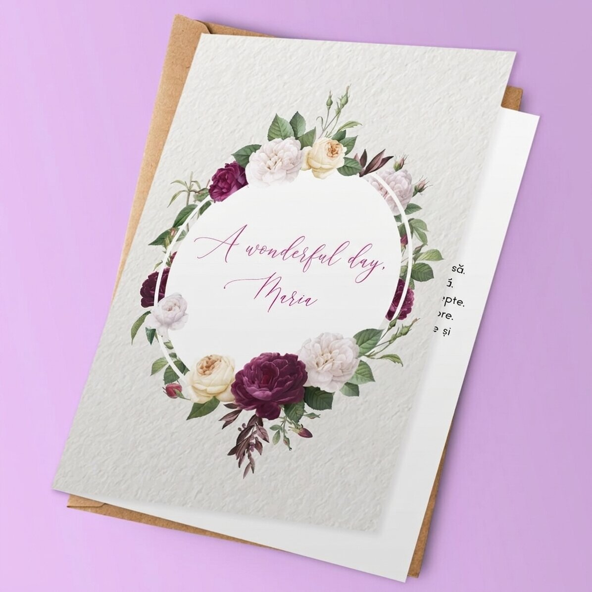 Carte de vœux personnalisée - motif floral