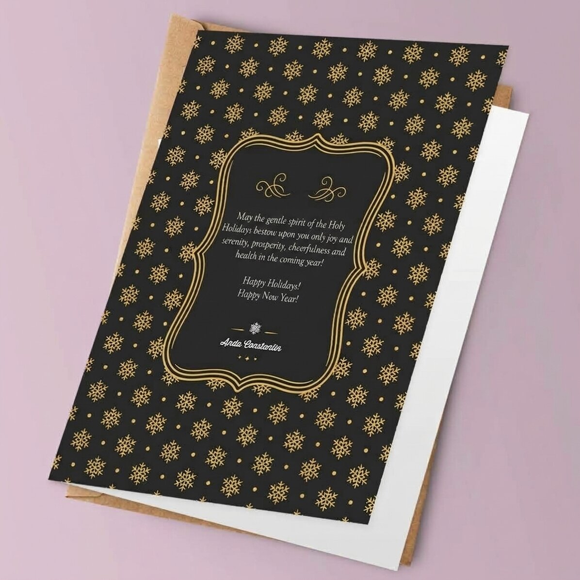 Carte de vœux personnalisée - Modèle « Flocons de neige »